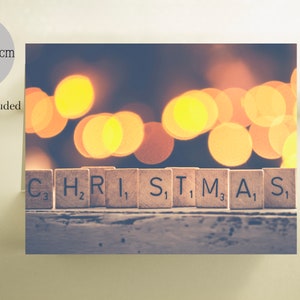 Carte de Noël en carreaux de Scrabble, carte de Noël faite maison, carreaux de scrabble, fabriqués au Canada, papier recyclé, cartes artisanales, cartes unique en leur genre