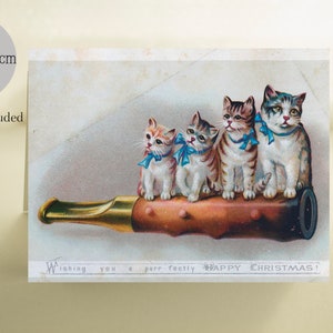 chat vintage, carte de Noël, cartes vintage, cartes de vacances vintage, cartes dessinées par des artistes, cartes de vacances vierges, cartes de Noël vierges, cartes de chat