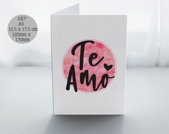 Te amo, I love you, Spanish greeting cards, anniversary cards, just because, birthday cards, en español, paper products, greeting cards,
