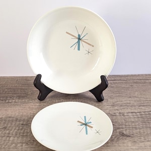 Mid Century Atomic Starburst Bowl Plate Set, Salem North Star Style