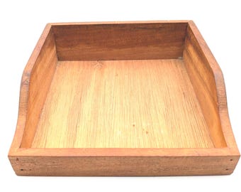 Vintage Wooden Napkin Holder | Rustic Farmhouse Cottage Kitchen Tray