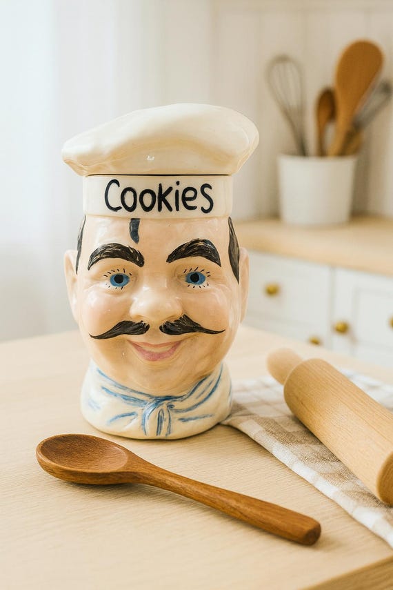 レトロ品 アンティーク シェフ コック 像 ヴィンテージ　レジン 1960s Mccoy Cookie Jar: Vintage Happy Chef Kitchen Pottery - Etsy