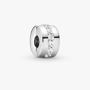 Pandora Clear CZ Glittrande Row Clip Charm ALE S925 Sterling Silver Clip