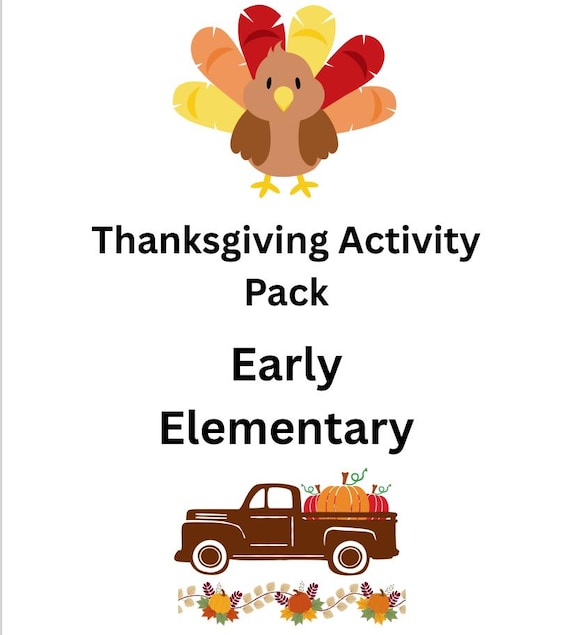 Thanksgiving Activity Pack for Kids - Printable Worksheets, Games, & Coloring - Early Elementary Homeschool Fun by LadyBugLanePrintable