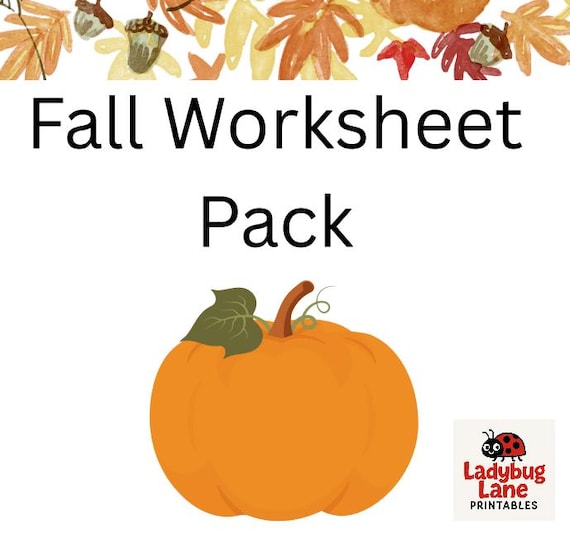 Fall Worksheet Pack for Pre-K & Kindergarten | Printable Autumn Activities | ABC, Numbers, Mazes, Tracing, Coloring by LadyBugLanePrintable