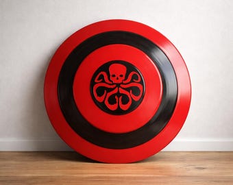 Hydra Octopus Skull Shield in Red and Black: A Handmade Cosplay Wall Display Prop