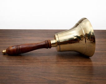Campana de latón artesanal con mango de madera/Decoración de escritorio