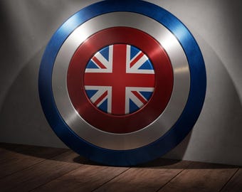 Steel and Leather Cosplay Prop for Union Jack Captain America Shield (24")