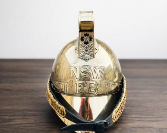 Vintage-Style Brass Fireman Helmet – NSW FB Replica, Nautical Decor