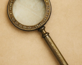 Brass Magnifying Glass | Antique Style Handheld Lens | Decorative Desk Accessory | Collector's Gift.