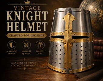 Medieval Knight Display Helmet | Brass Accent Home Decor