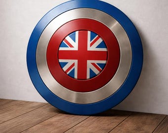 Steel and Leather Cosplay Prop for Union Jack Captain America Shield (24")