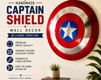 Handgemaakte metalen schildsteun | Decoratieve muurkunst, cosplayrekwisiet, verzamelobject.