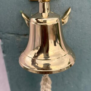 Handcrafted Brass Wall Bell with Rope | Rustic Doorbell and Garden Decor Accent,Gift item.