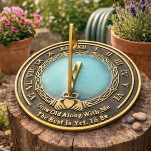 Irish Claddagh Sundial Plaque, Celtic Garden Decor, Anniversary Wedding Gift