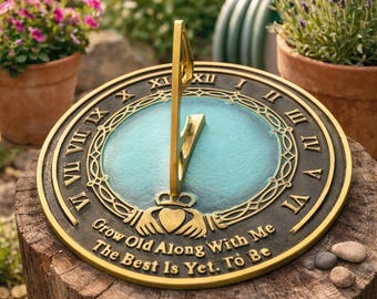 Irish Claddagh Sundial Plaque, Celtic Garden Decor, Anniversary Wedding Gift