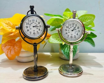 Vintage Style Desk Clock: Antique Brass Finish, Decorative Table Clock