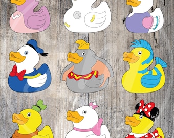 Disney Character-Inspired Duck Stickers: Angel | Baymax | Cheshire Cat | Donald | Dumbo | Flounder | Goofy | Marie | Minnie | Pluto ...