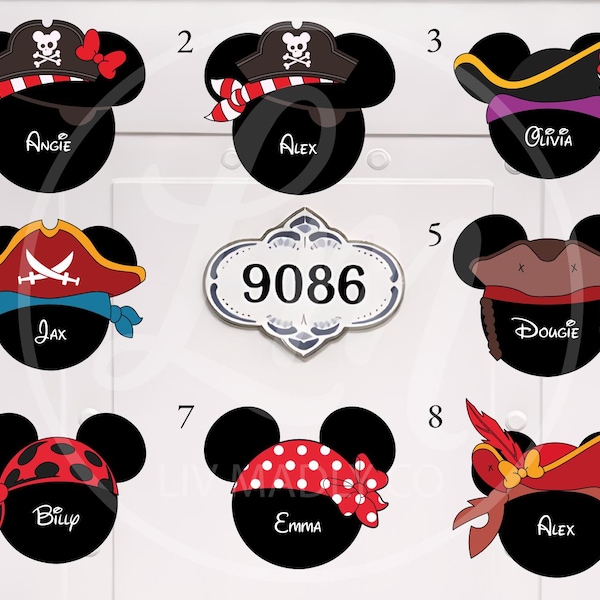 Personalized Disney Mickey and Minnie Cruising Silhouette Magnets: Pirate | Captain | Sailor