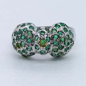 Emerald Bow Tie Ring 925 Sterling Silver Jewelry Natural Gemstone Ring