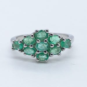 Multi Emerald Ring 925 Sterling Silver Jewelry Gift For Women