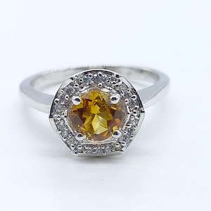 Beautiful Citrine Ring 925 Sterling Silver Jewelry Cutting Stone Engagement Ring