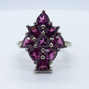 Natural Rhodolite Ring 925 Sterling Silver Gemstone Jewelry