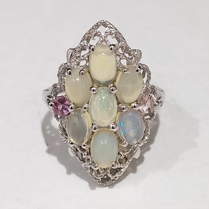 Opal Ring 925 Sterling Silver Gemstone Jewelry Anniversary Gift For Women