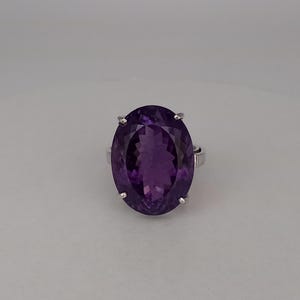Jumbo Purple Amethyst Ring 925 Sterling Silver Natural Gemstone Jewelry For Women