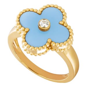 Turquoise Clover Diamond Ring Beautiful Jewelry For Her