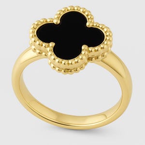 Black Onyx Clover Ring Gorgeous Jewelry For Special