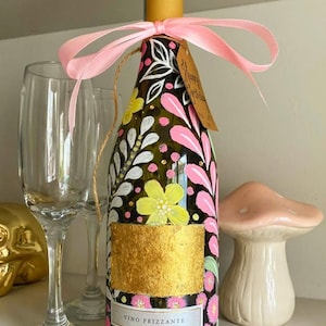 Custom Hand-painted Occasion Gift Bottle   Gift, Bridesmaid, Birthday, Anniversary, Graduation Celebration, Home Decor, Wine Bottle, Custom.