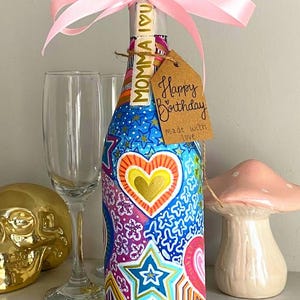 Custom Hand-painted Occasion Gift Bottle   Gift, Bridesmaid, Birthday, Anniversary, Graduation Celebration, Home Decor, Wine Bottle, Custom.