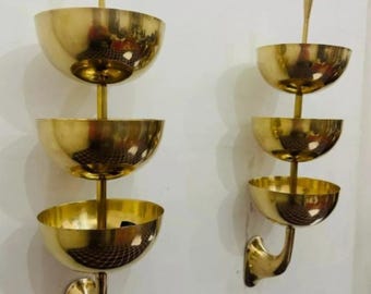 2 Pair Sconce  Stilnovo Style Mid Century Wall Fixture Lamp Light Brass Finish