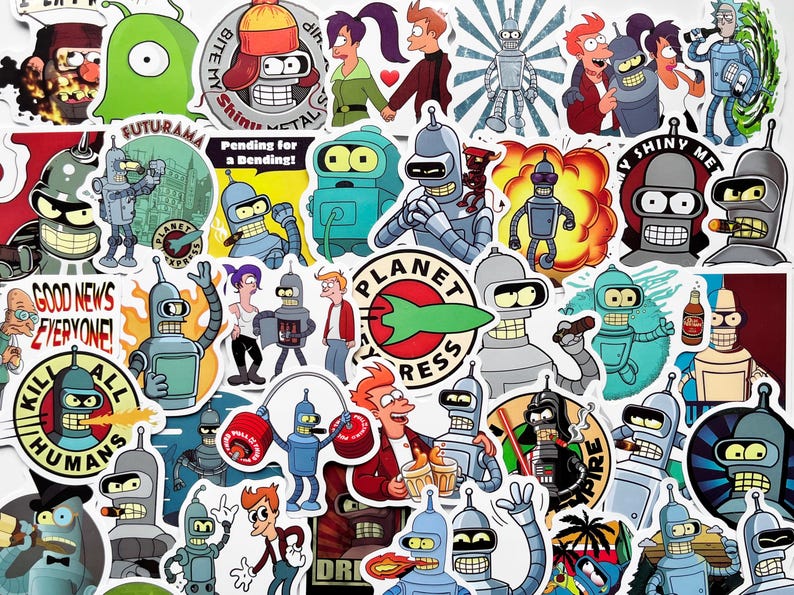 Futurama Stickers Bender Leela Fry Professor Farnsworth for Laptops ...