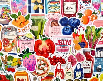 Grocery Food Shopping, Fruits and Vegetables, Foodie Cooking Stickers for Journals, Scrapbooking Planners
