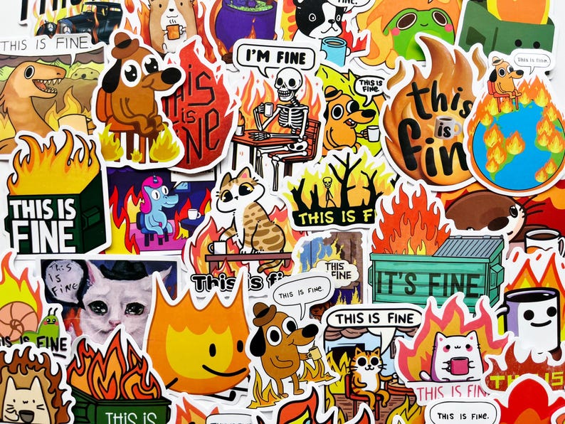 Dumpster Fire Meme Stickers, This is Fine: Laptop, Phone, Journal - Etsy