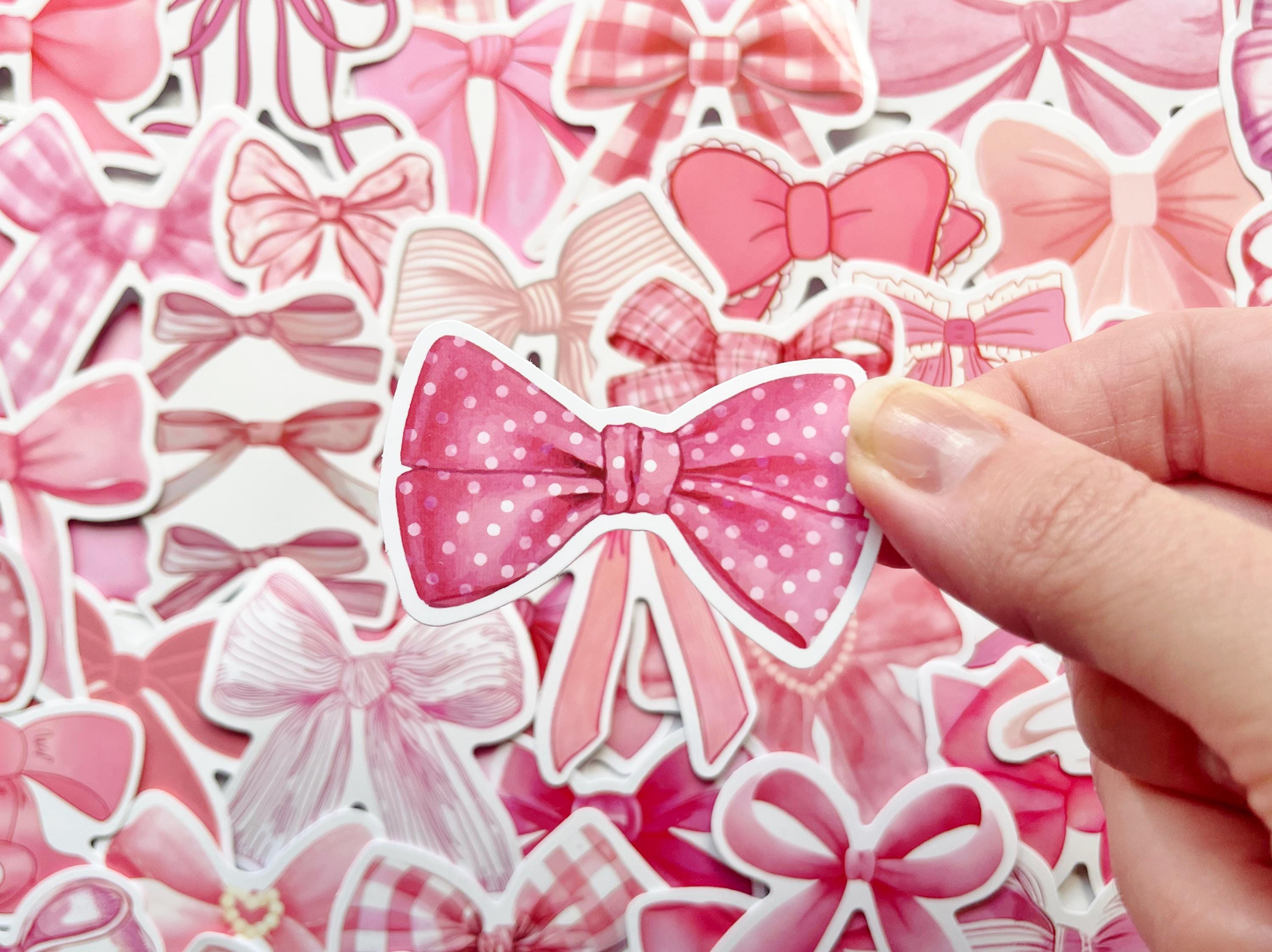 Pretty Pink Bow Stickers Coquette Aesthetic for Laptops, Phone Cases ...