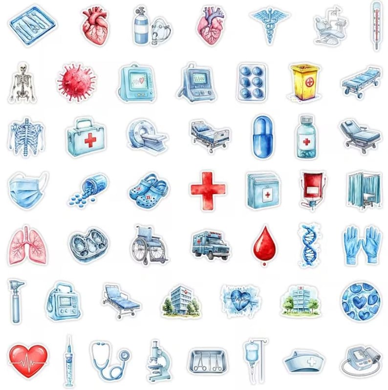 Example Medical Device Service Sticker Hospital Sticker Pack, Medical Healthcare Worker Stickers, Doctors ...