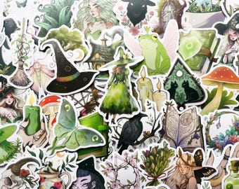 Forest Witch Stickers, Nature Themed, Celestial Magic Aesthetic for Journals, Scrapbooking, Kindle Case, Laptop