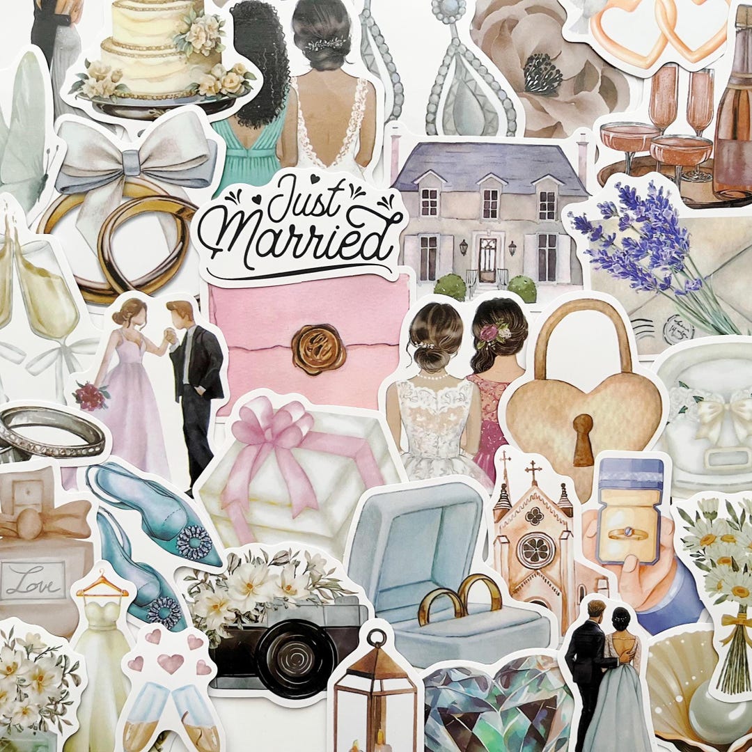 Wedding Stickers Pack, Bridal Shower Party, Engagement - Etsy