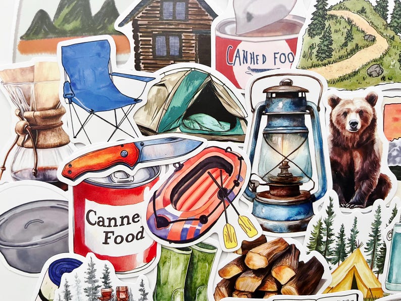 Camping Stickers, Outdoor Adventure Hiking Stickers Pack, Family ...