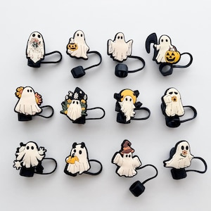 Ghost Halloween Straw Toppers