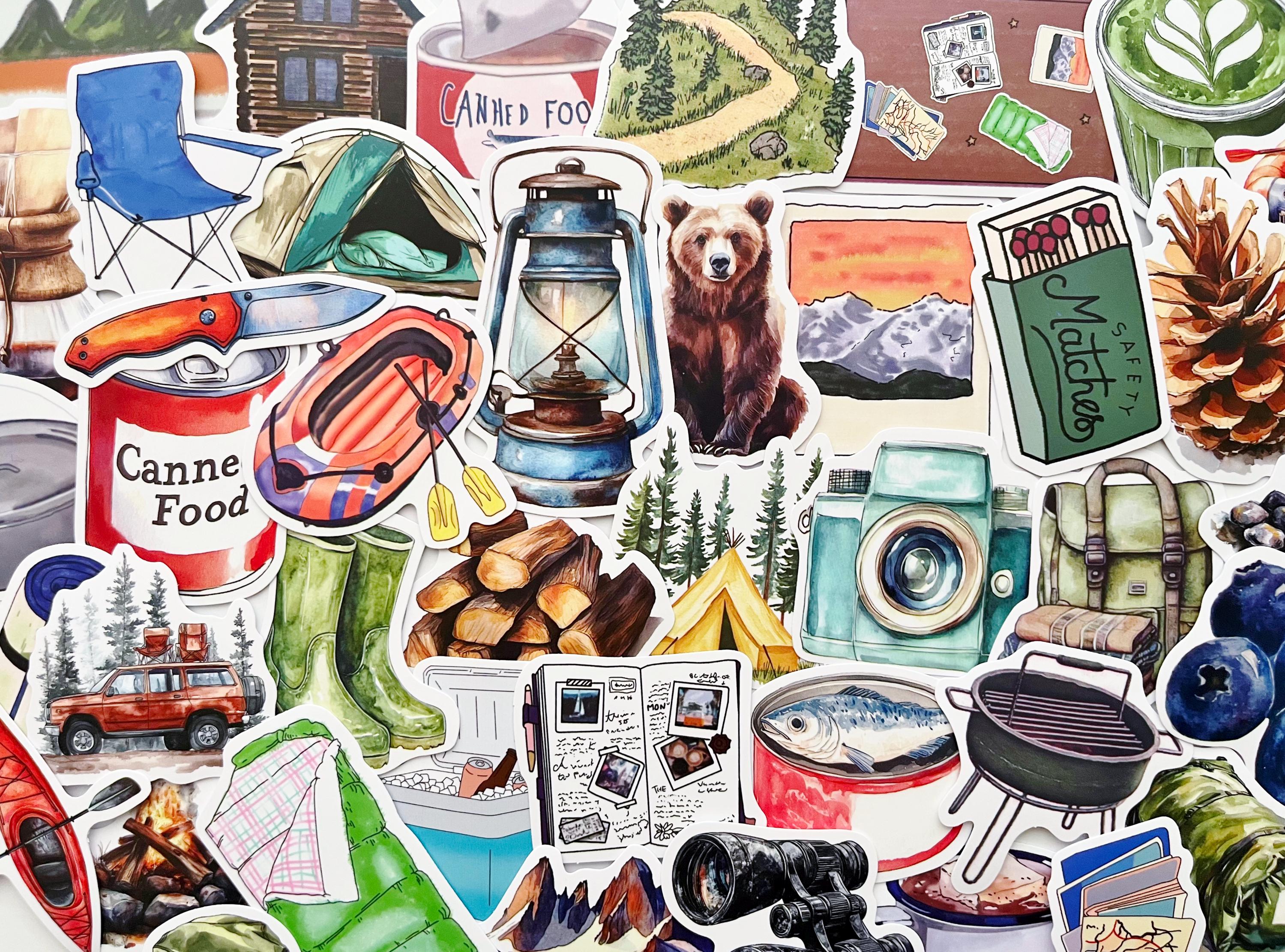 Camping Stickers, Outdoor Adventure Hiking Stickers Pack, Family ...