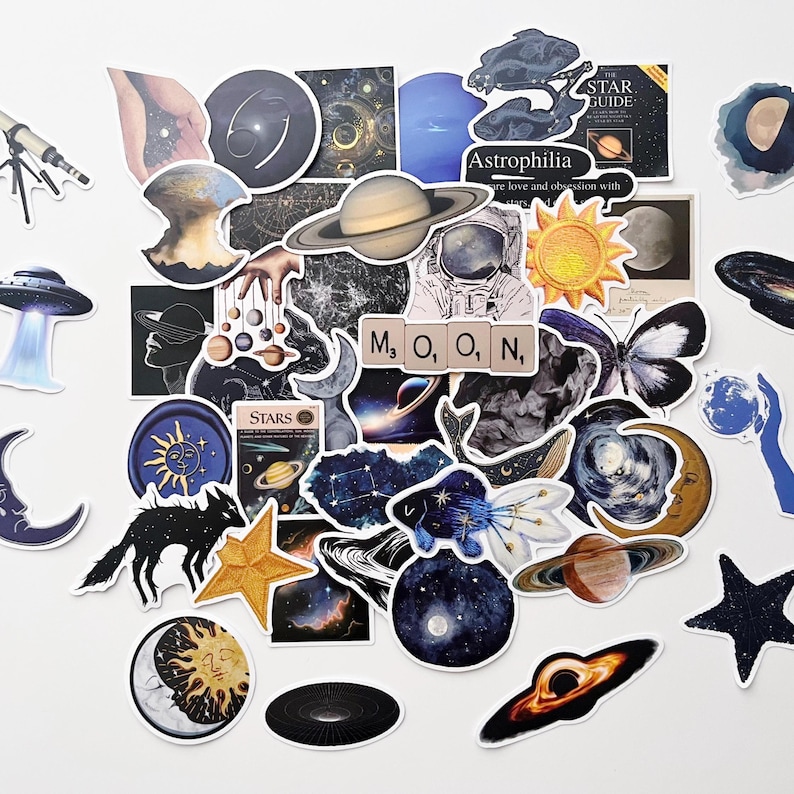 Stratosphere Sticker Space Galaxy Astronomy Stickers Planets, Star, Moon, Earth Pack of 10 ...