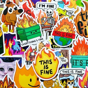 Dumpster Fire Meme Stickers, This is Fine: Laptop, Phone, Journal