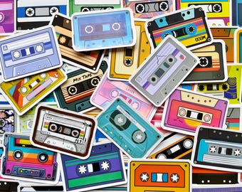 Cassette Tape Retro Stickers: 80's Music, Laptop, Journal Decals