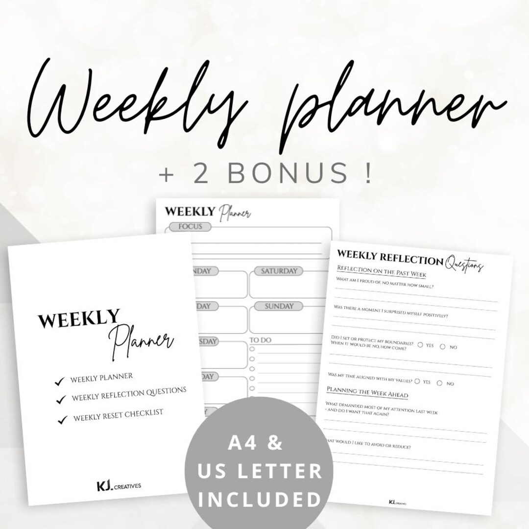 ADHD Weekly Planner Printable | Reflection + Reset Checklist (PDF) - Etsy