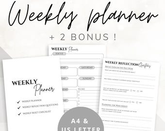 ADHS Wochenplaner Printable | Reflektion + Rücksetzen Checkliste (PDF)