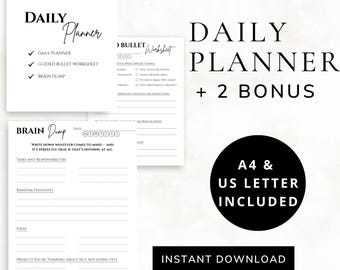 ADHD Daily Planner Printable | Brain Dump, Guided Bullet Worksheet (Digital Download)